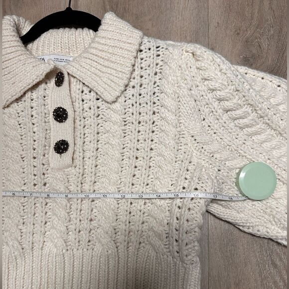 Zara Cream Cable Knit Sweater - Picture 10 of 11